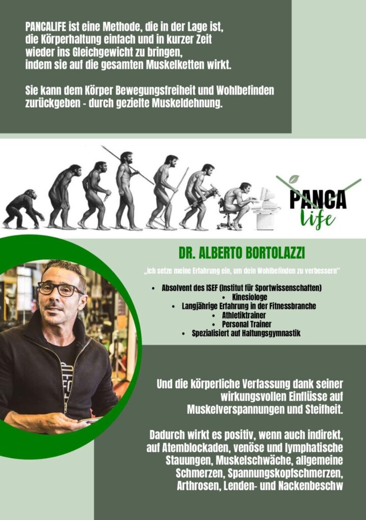 ElterSports Grünwald kostenlose Probestunden PANCALIFE ist eine Methode, die in der Lage ist, die Körperhaltung einfach und in kurzer Zeit wieder ins Gleichgewicht zu bringen, indem sie auf die gesamten Muskelketten wirkt.