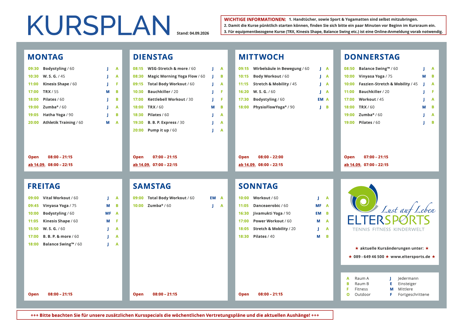 ElterSports Kursplan 20260908